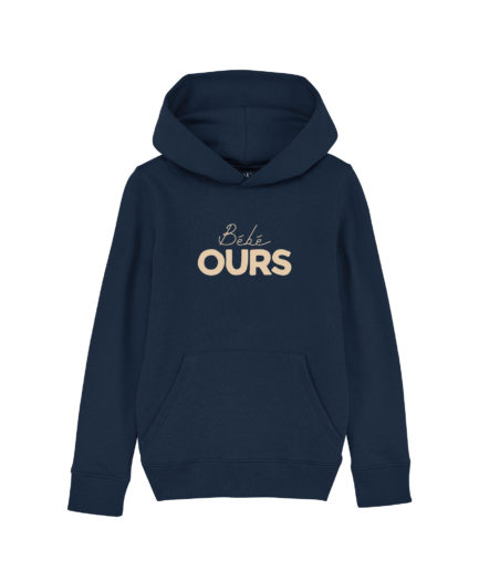 Sweat à capuche imprimé Enfant "Bébé Ours" Bleu marine - La Noix